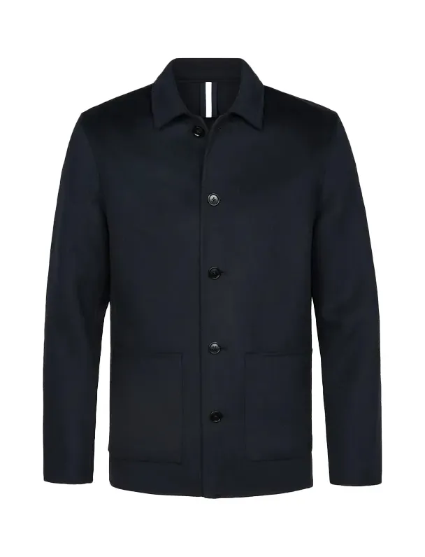 Overshirts Profuomo donkerblauw wol