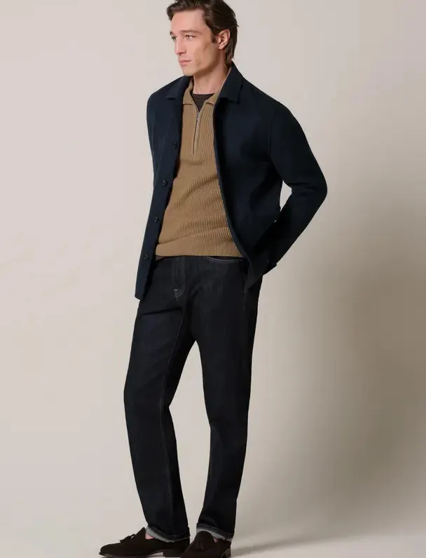 Overshirts Profuomo donkerblauw wol