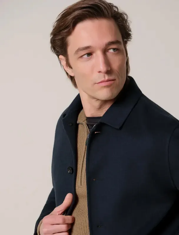 Overshirts Profuomo donkerblauw wol