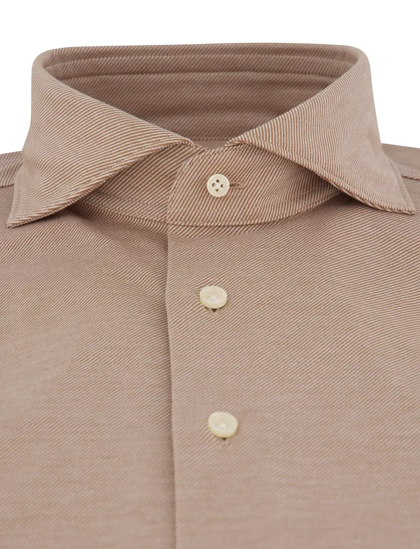 Profuomo Japanese Knitted bruin slim fit overhemd