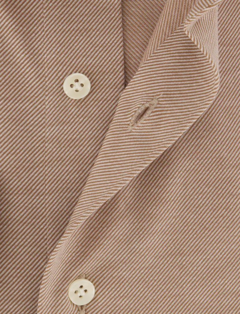 Profuomo Japanese Knitted bruin slim fit overhemd