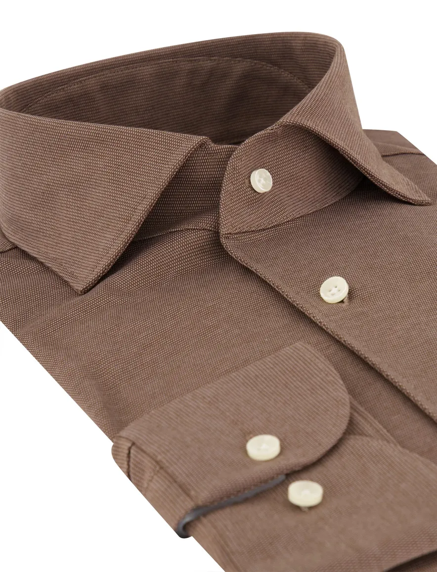 Overhemd Profuomo bruin SHIRT ONE PIECE SF TAUPE