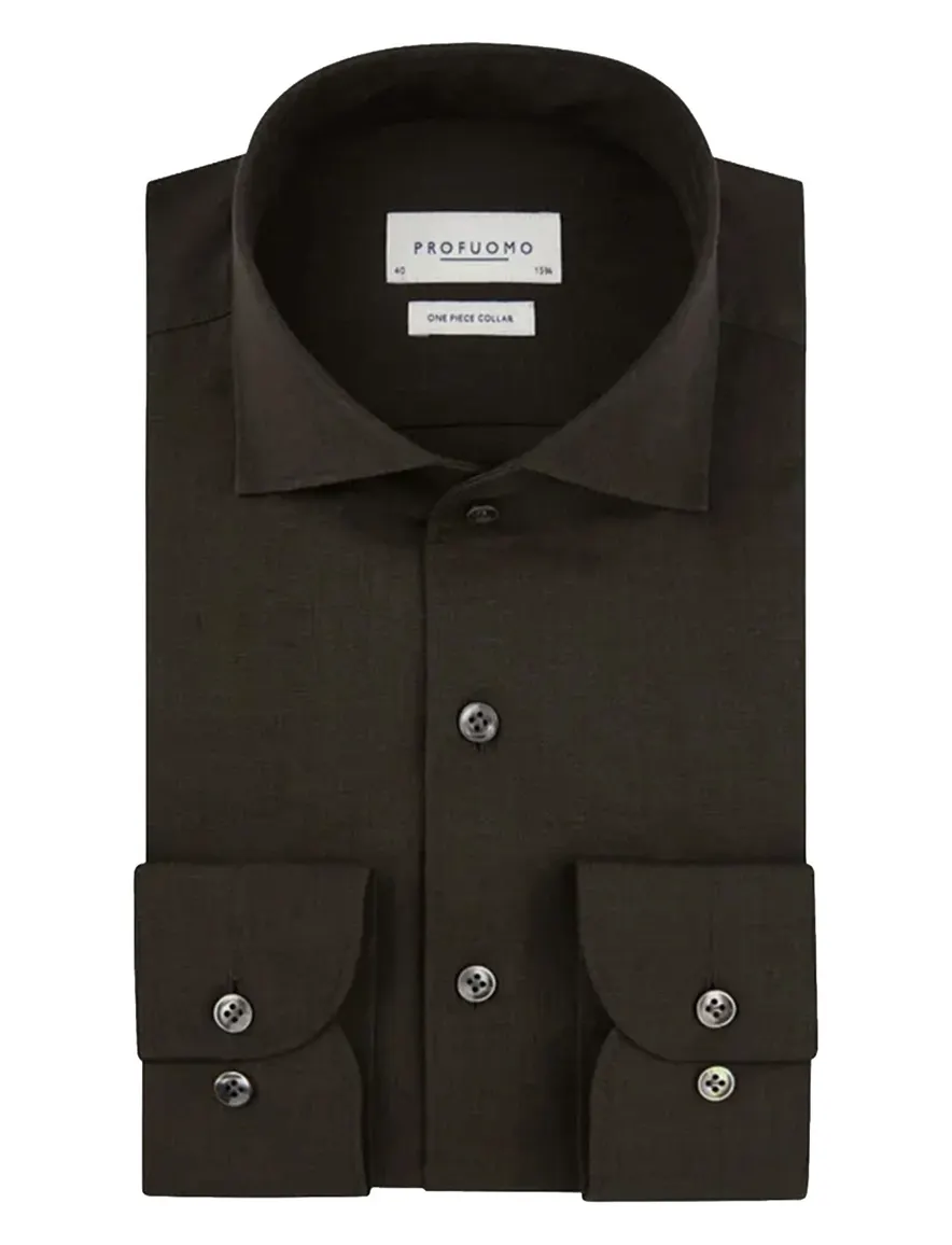 Overhemd Profuomo bruin SHIRT ONE PIECE SF BROWN