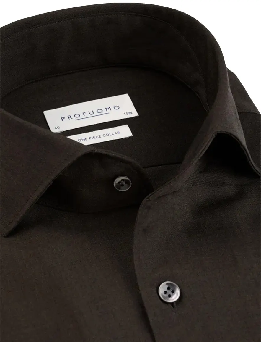 Overhemd Profuomo bruin SHIRT ONE PIECE SF BROWN