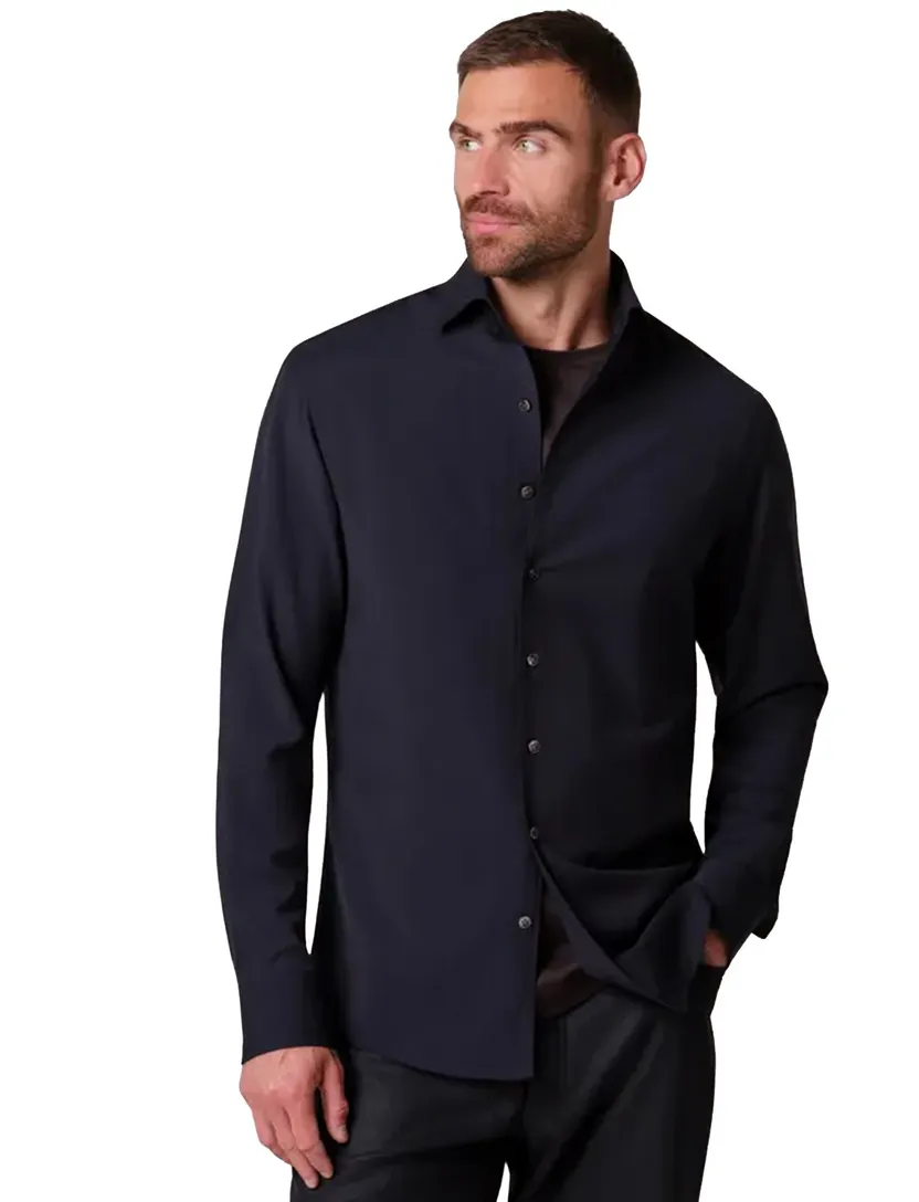 Overhemd Profuomo Slim Fit donkerblauw wol