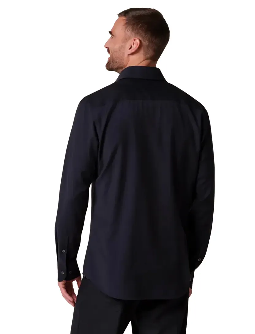 Overhemd Profuomo Slim Fit donkerblauw wol