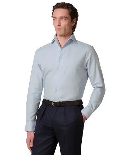 Profuomo Profuomo Slim Fit overhemd lichtblauw katoen