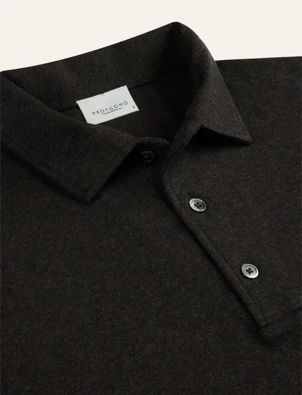 Profuomo poloshirt bruin effen