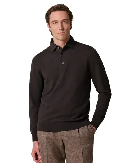 Profuomo Profuomo poloshirt bruin effen