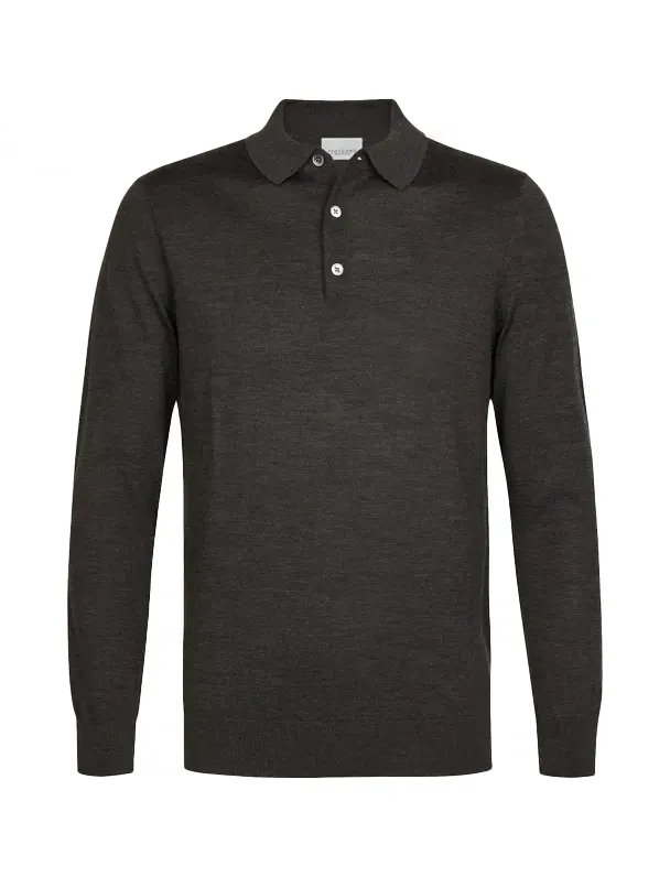 Poloshirt Profuomo grijs POLO LS D BROWN