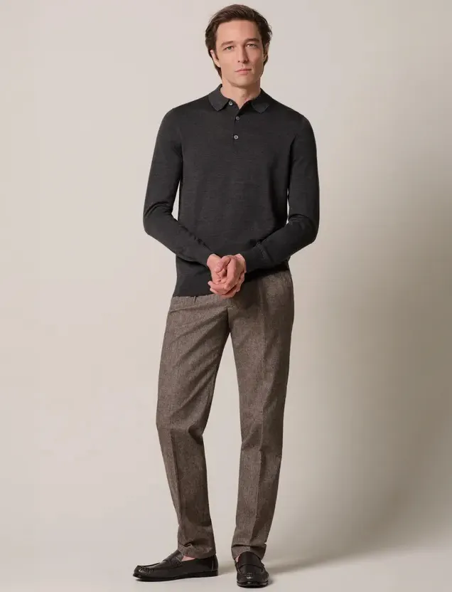 Poloshirt Profuomo antraciet merinowol