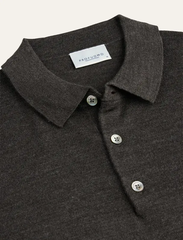 Poloshirt Profuomo grijs POLO LS D BROWN