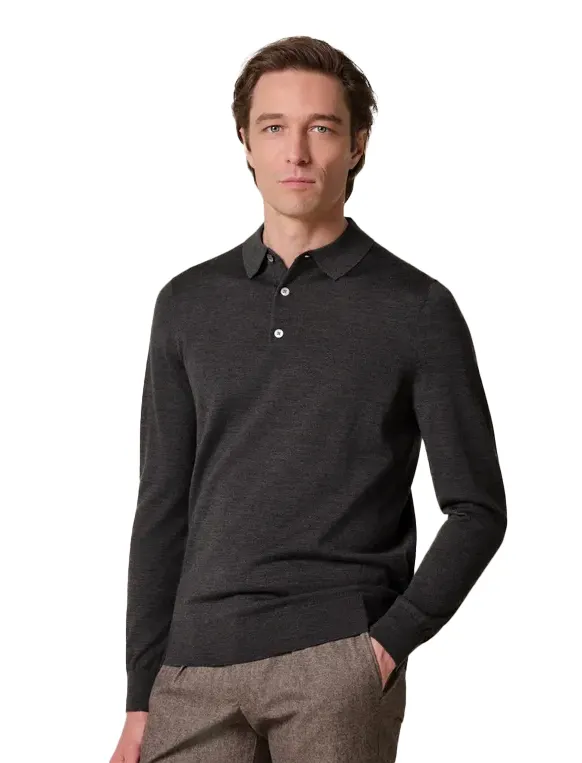 Poloshirt Profuomo antraciet merinowol