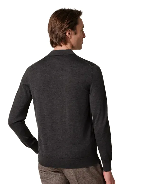 Poloshirt Profuomo antraciet merinowol