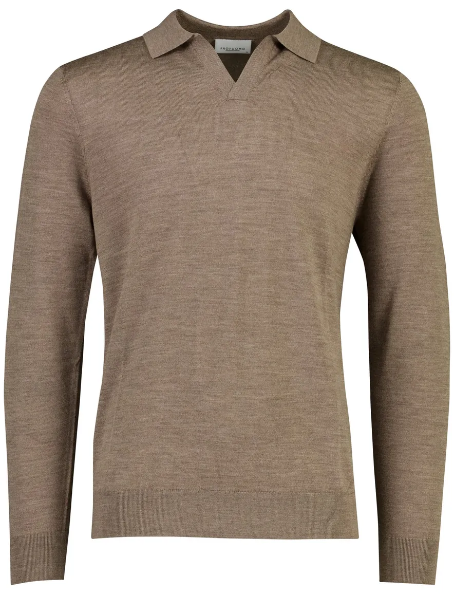Profuomo trui half zip bruin gemeleerd