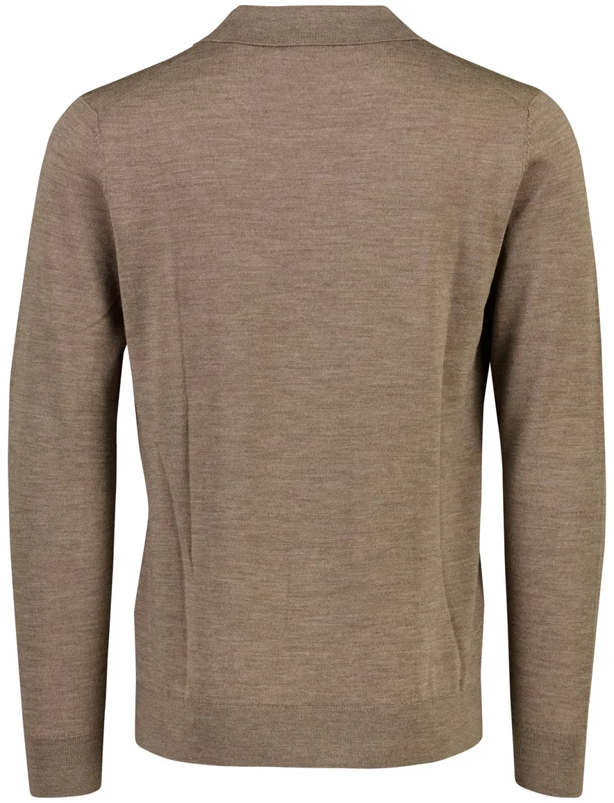 Trui Profuomo bruin POLO OPEN COLLAR LS BROWN