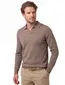 Trui Profuomo bruin POLO OPEN COLLAR LS BROWN