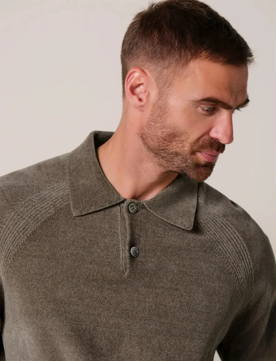 Trui Profuomo bruin POLO LS BROWN