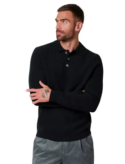Profuomo Profuomo poloshirt donkerblauw wol gebreid