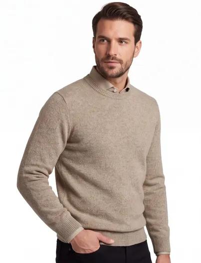 Profuomo Profuomo trui beige gebreid