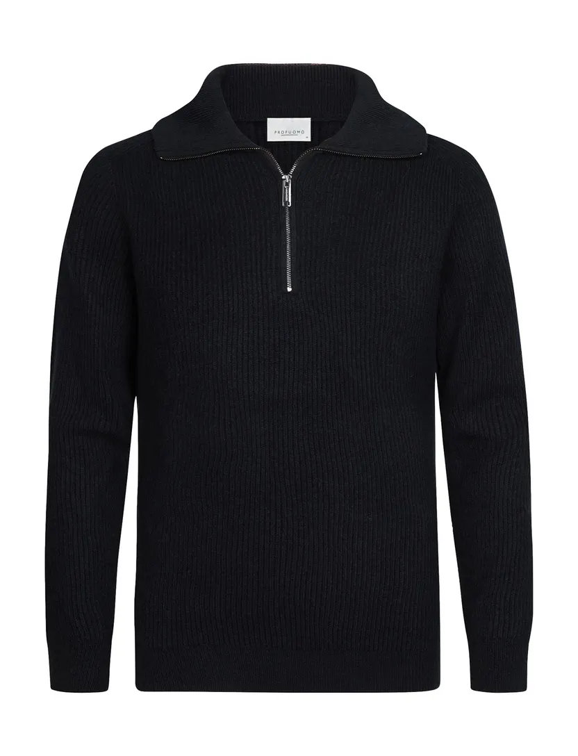 Trui Profuomo donkerblauw PULLOVER HALF ZIP NAVY