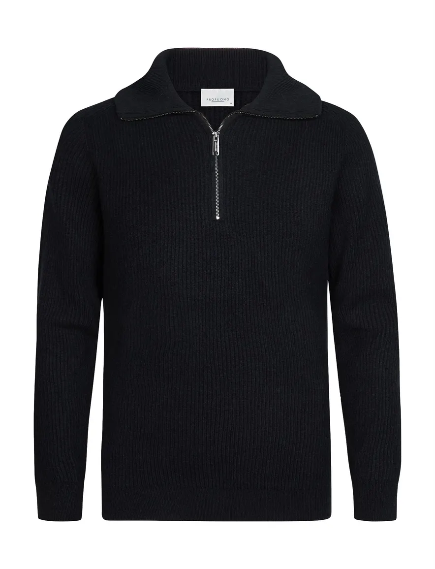 Trui Profuomo donkerblauw PULLOVER HALF ZIP NAVY