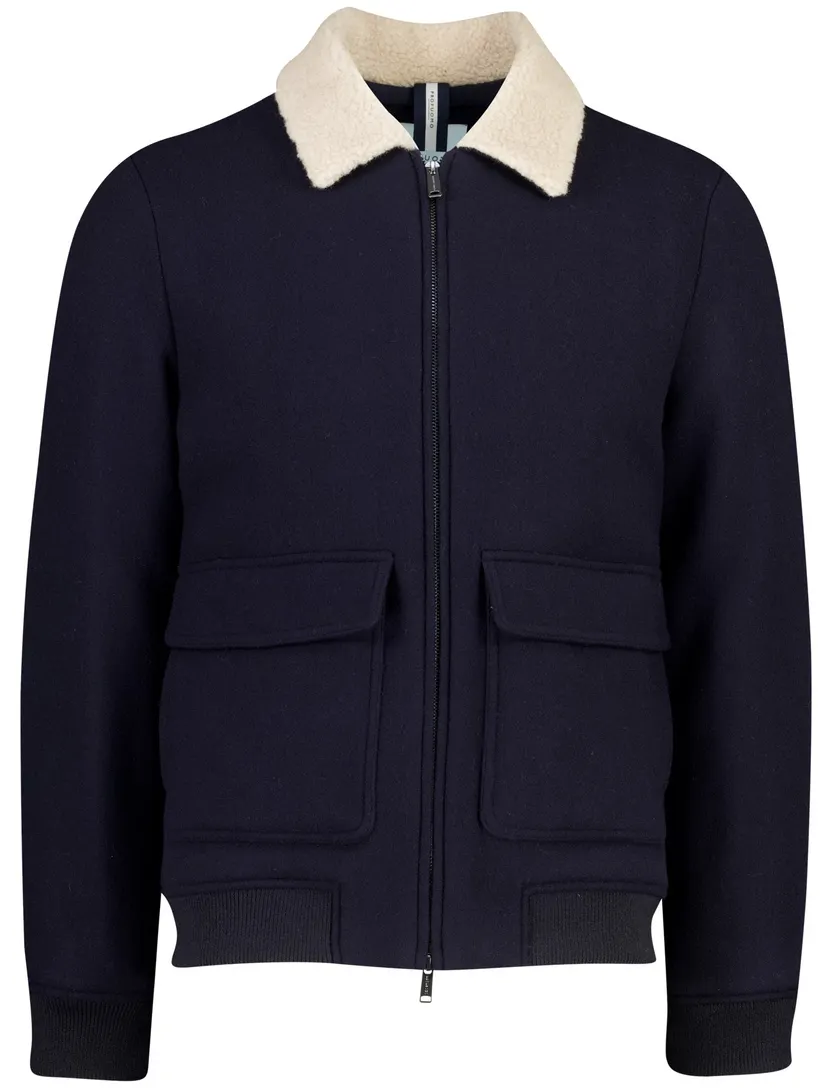 Bomberjack Profuomo donkerblauw lammy kraag