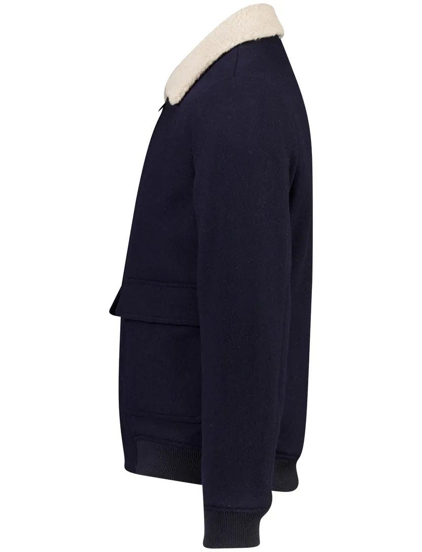 Bomberjack Profuomo donkerblauw lammy kraag