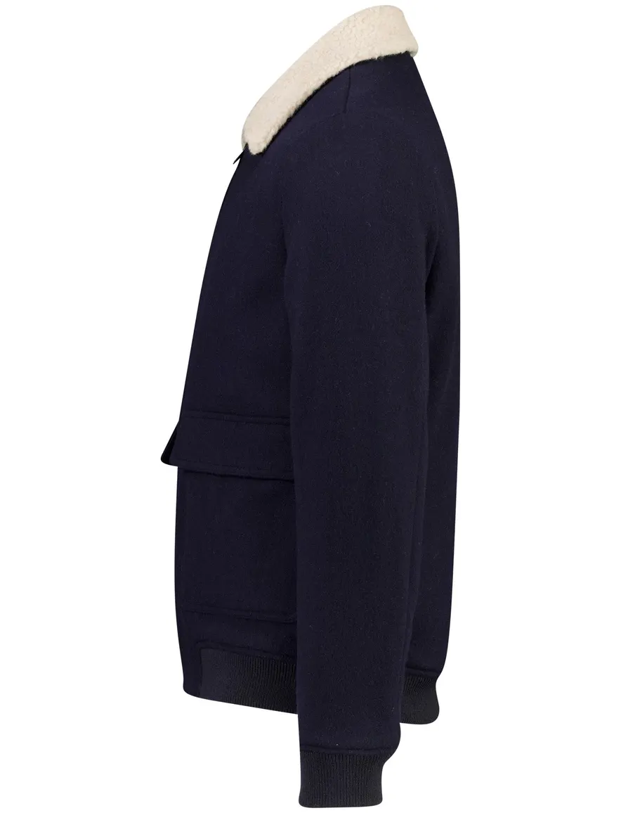 Profuomo bomberjack donkerblauw met lammy kraag