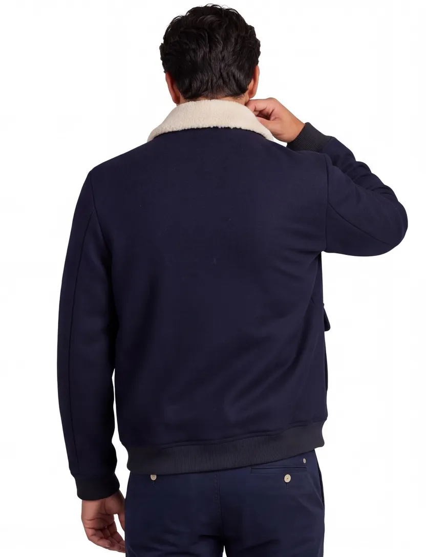 Bomberjack Profuomo donkerblauw lammy kraag