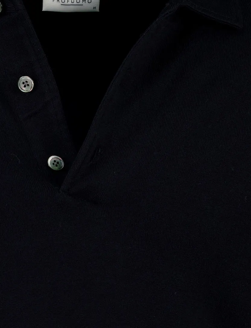 Poloshirt Profuomo donkerblauw gebreid
