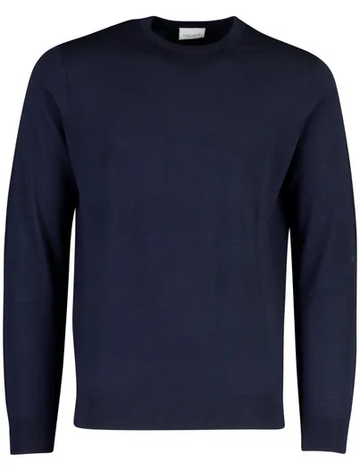 Profuomo Profuomo trui donkerblauw wol ronde hals