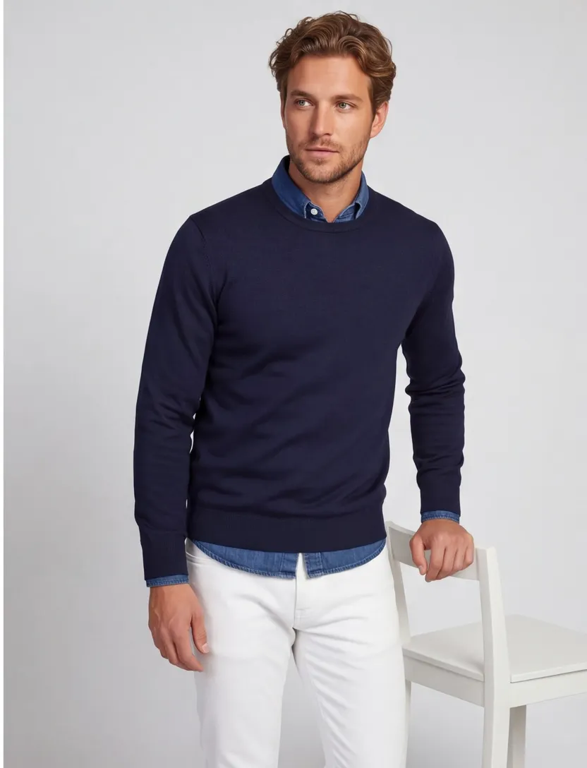 Trui Profuomo donkerblauw wol