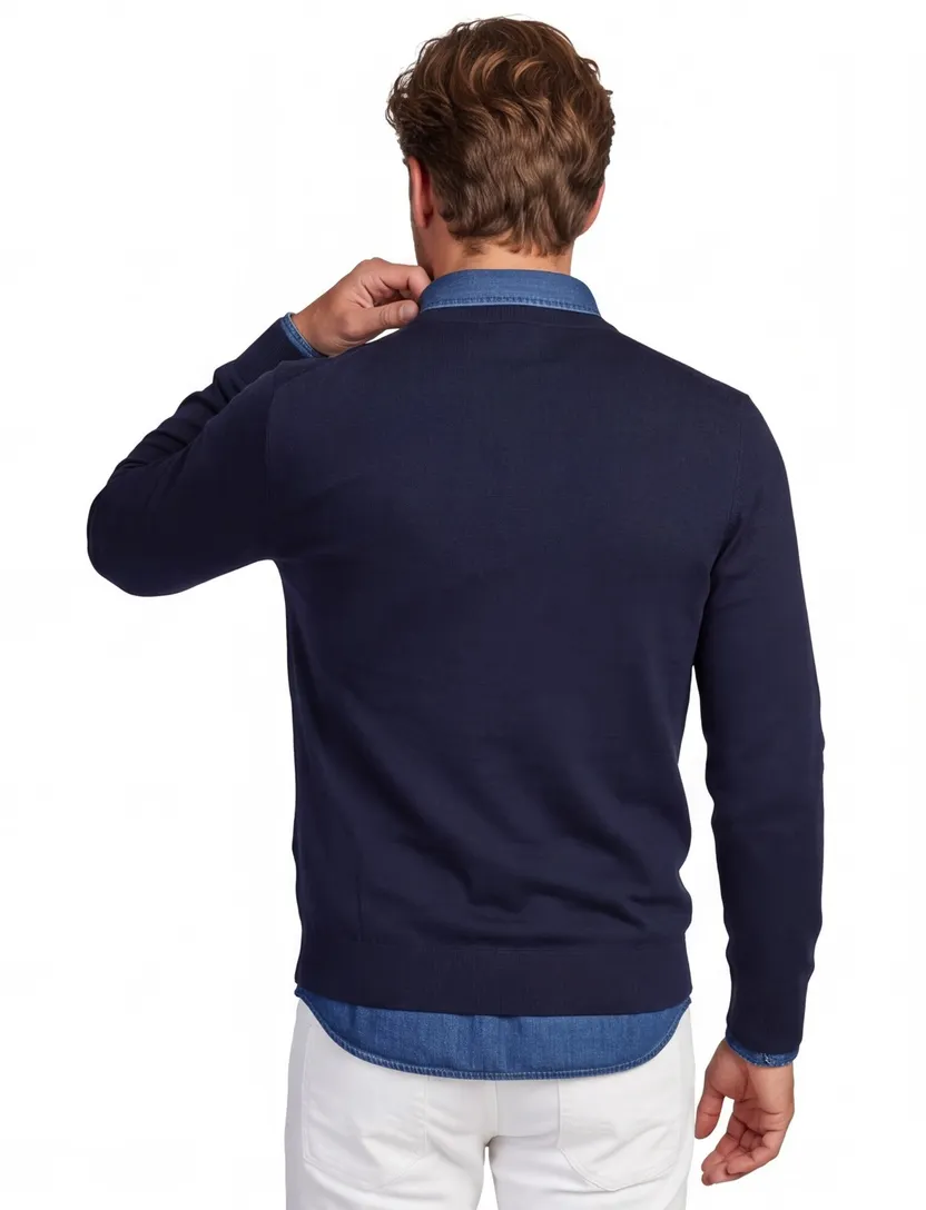 Trui Profuomo donkerblauw wol