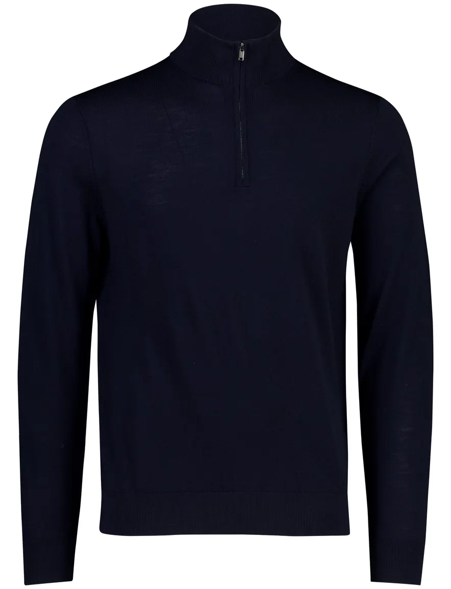 Profuomo trui half zip donkerblauw gebreid