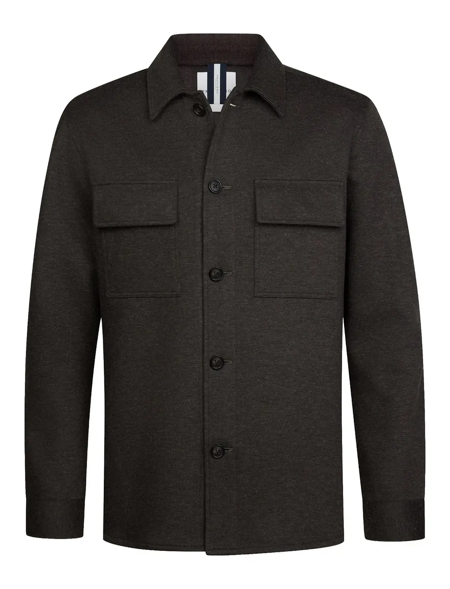 Profuomo overshirt bruin met borstzak