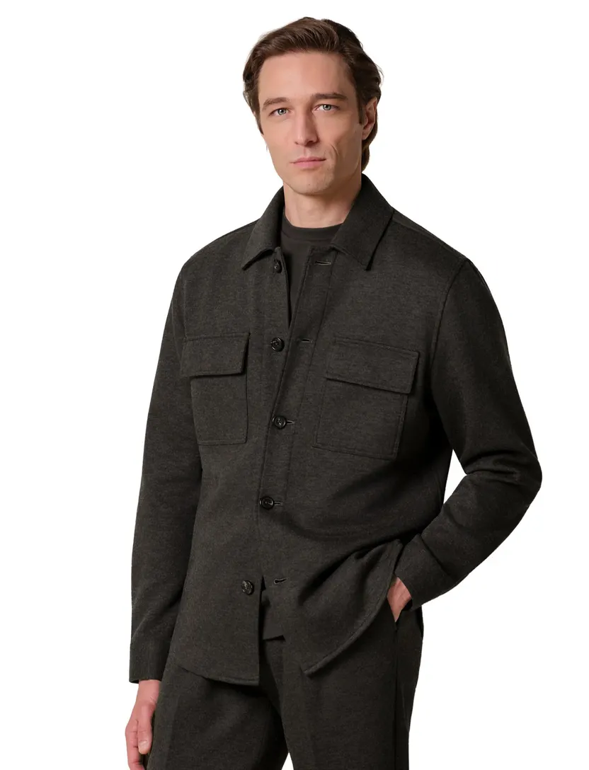 Overshirt Profuomo bruin met borstzak