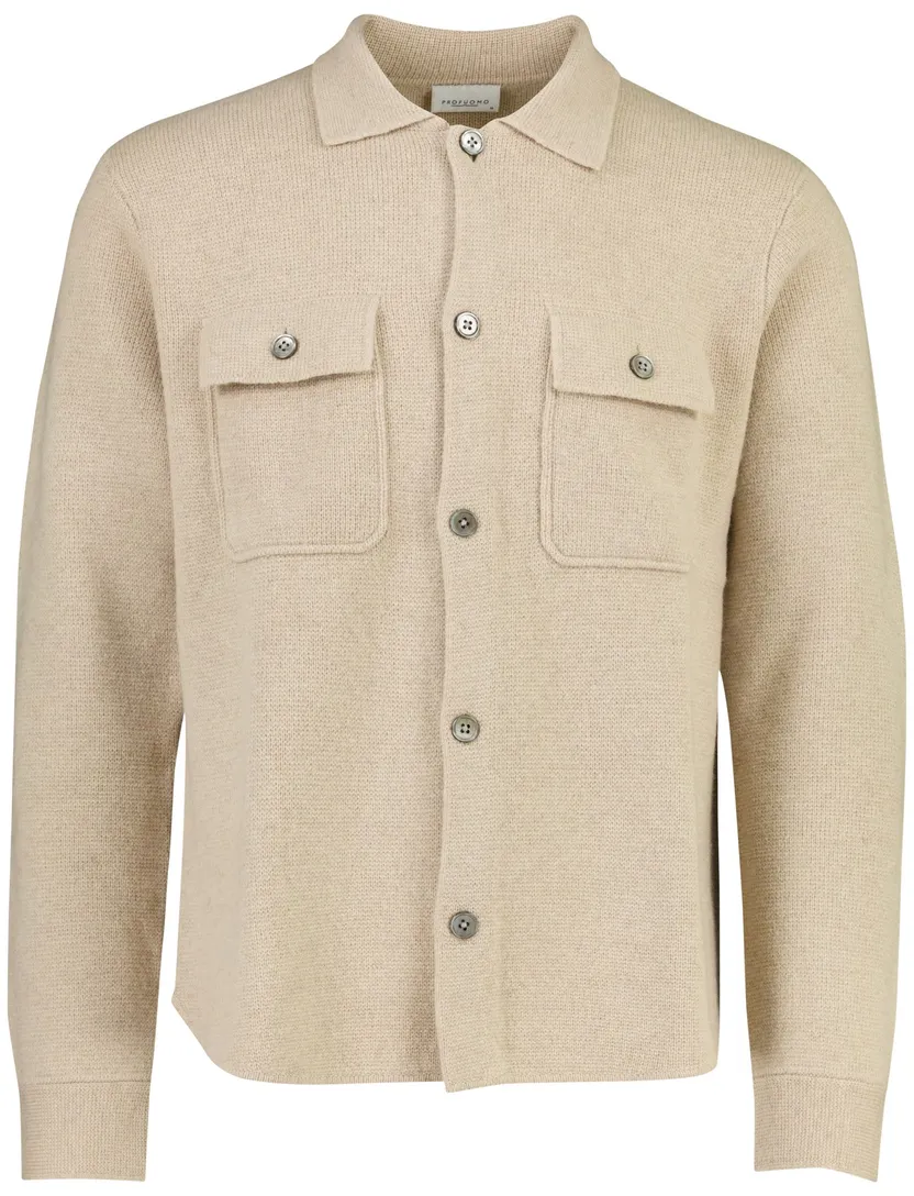 Overshirt Profuomo beige gebreid wol