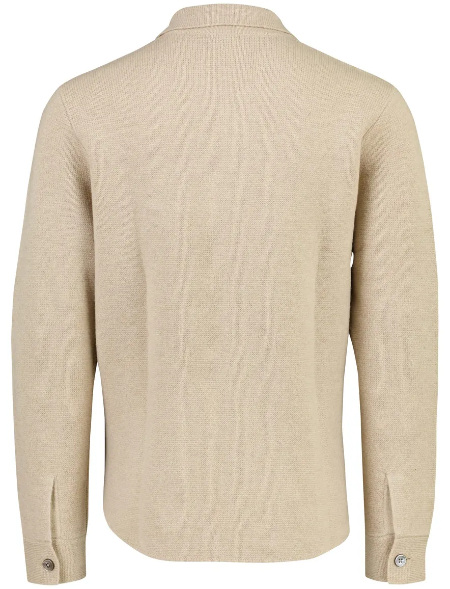 Profuomo overshirt beige wol gebreid met borstzak