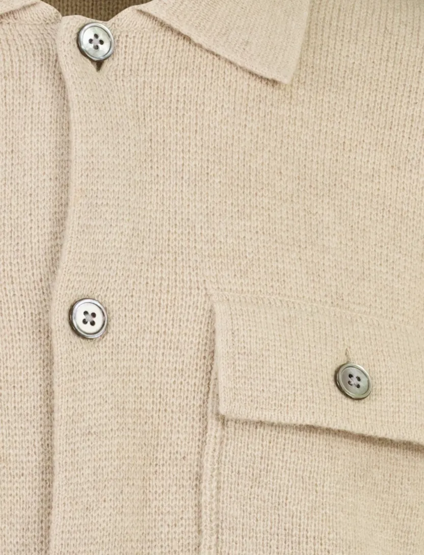 Overshirt Profuomo beige gebreid wol