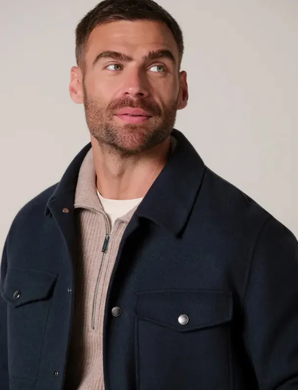 Overshirt Profuomo donkerblauw wol