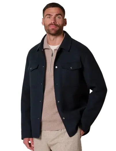 Profuomo Profuomo overshirt donkerblauw wol met borstzak