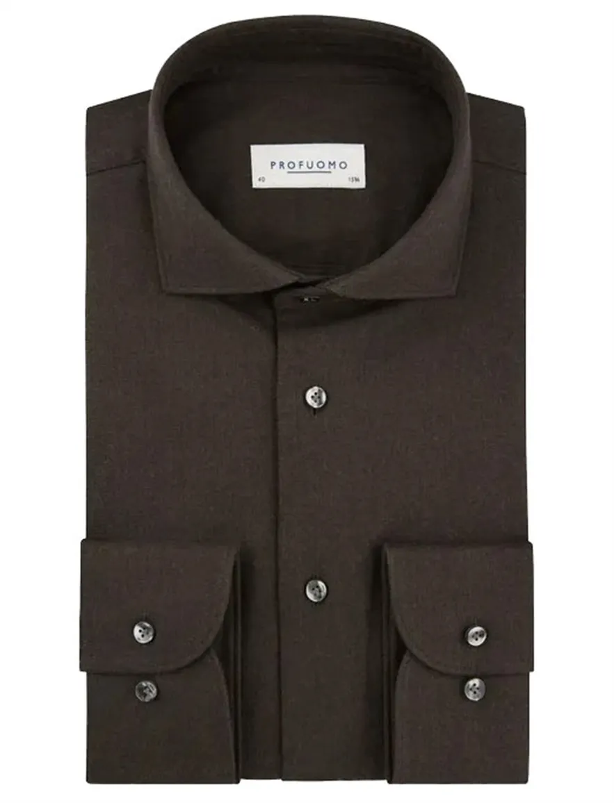 Profuomo overhemd bruin effen