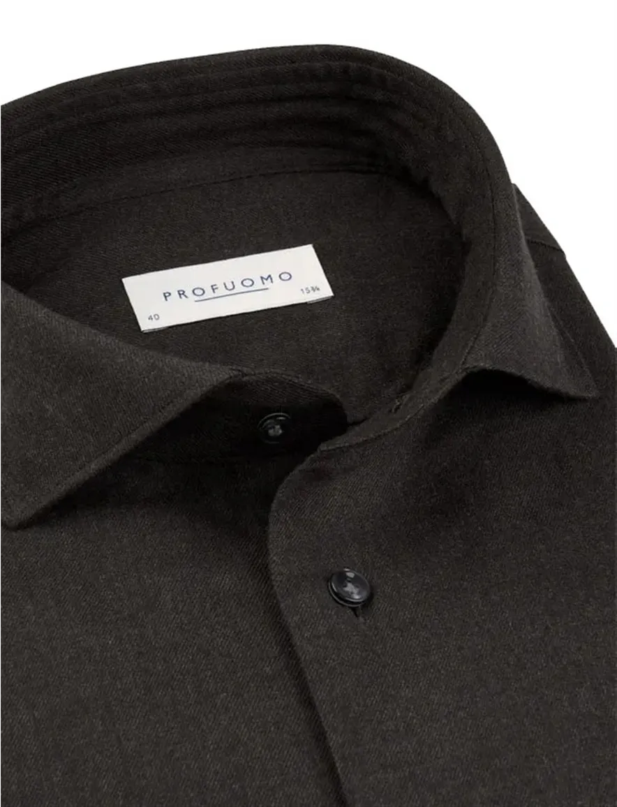 Profuomo overhemd bruin effen