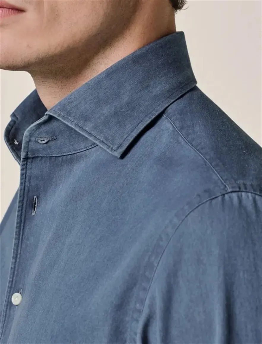 Overhemd Profuomo blauw SHIRT ONE PIECE SF M.BLUE