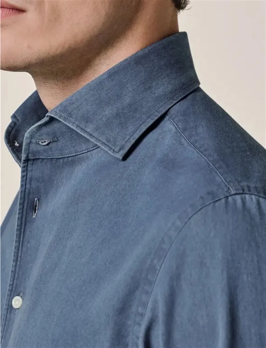 Overhemd Profuomo blauw SHIRT ONE PIECE SF M.BLUE