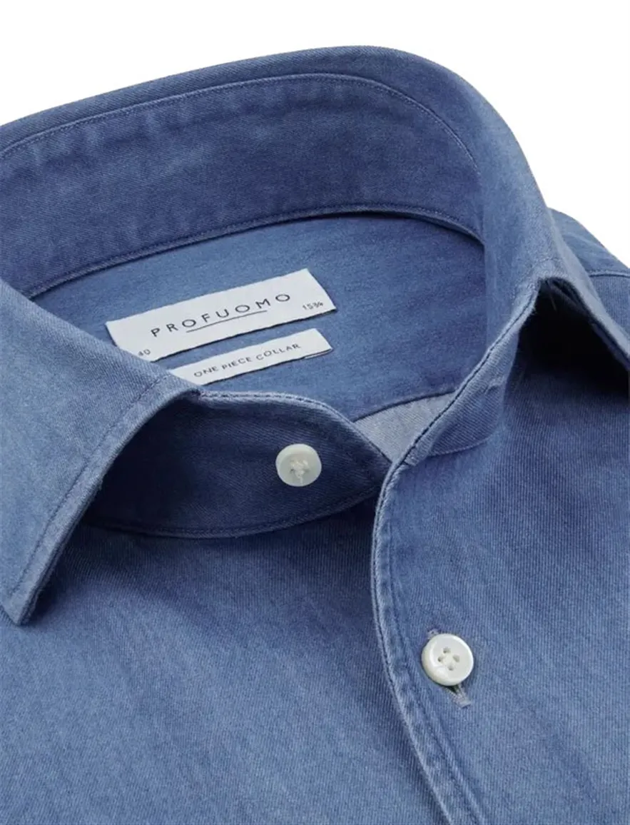 Overhemd Profuomo blauw SHIRT ONE PIECE SF M.BLUE