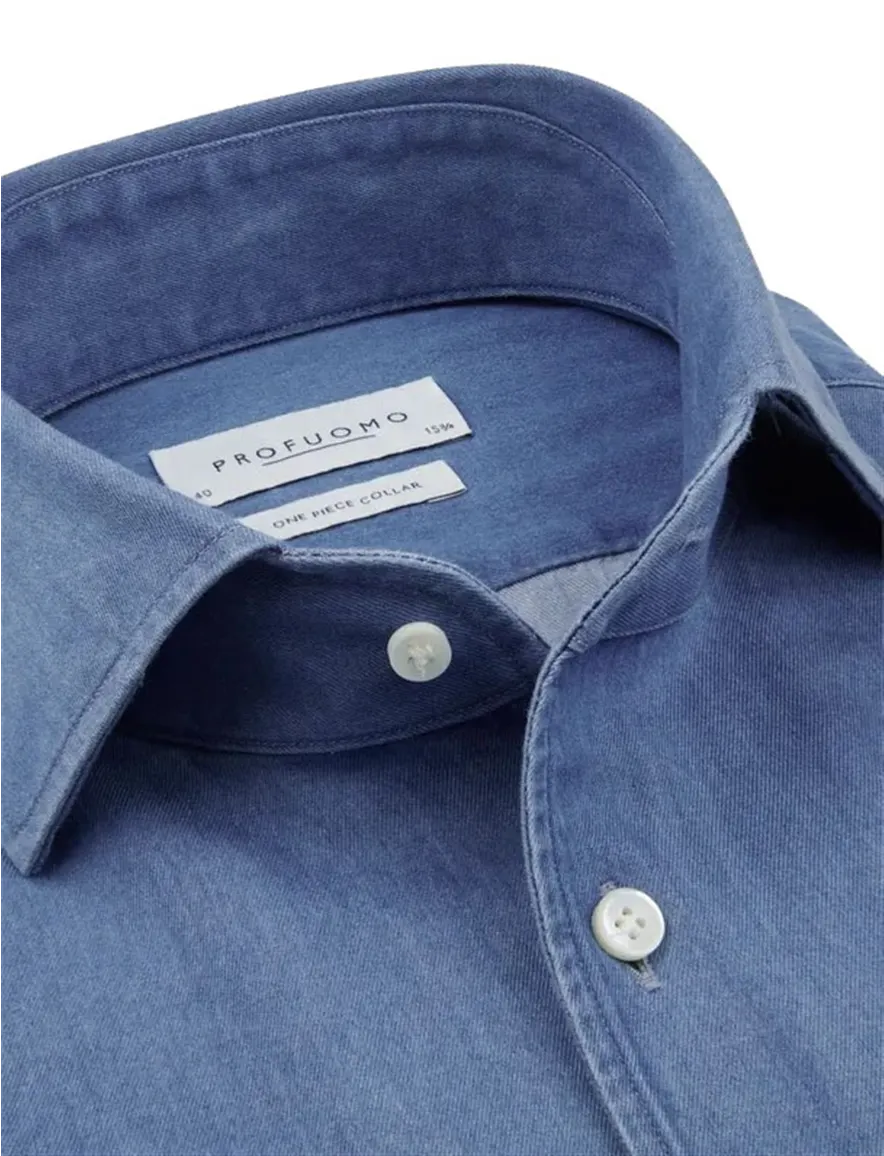 Overhemd Profuomo blauw SHIRT ONE PIECE SF M.BLUE