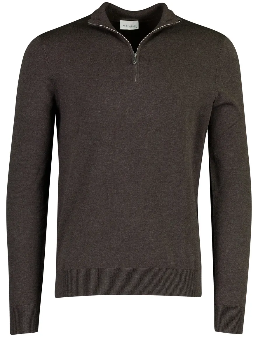 Profuomo trui half zip bruin