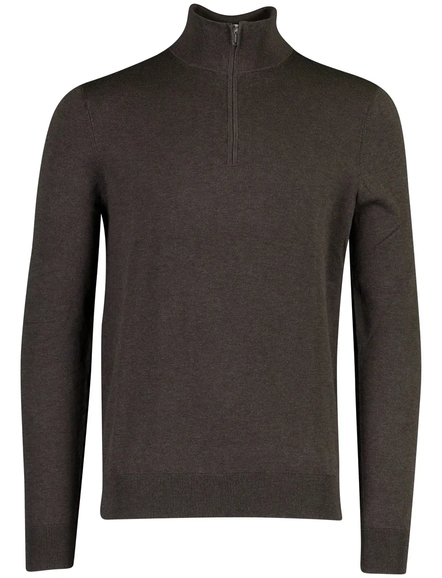 Profuomo trui half zip bruin